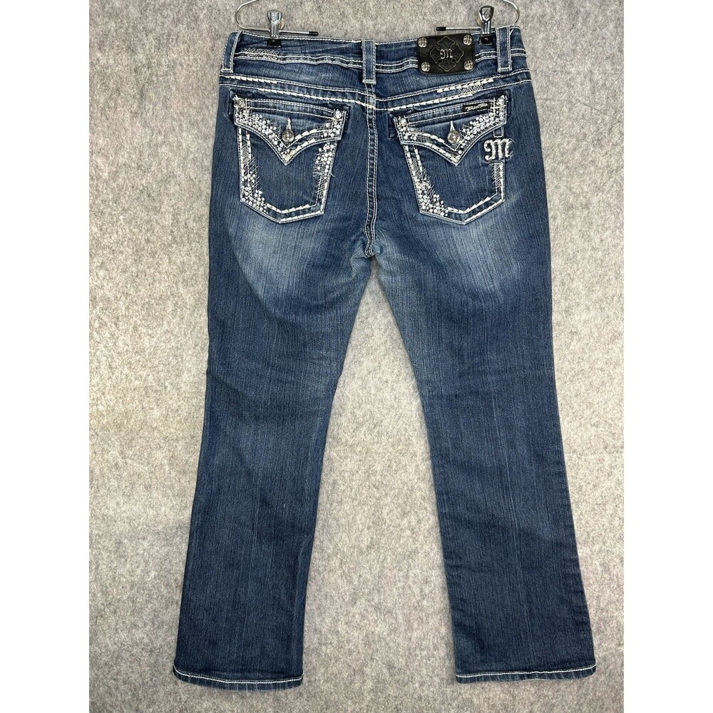 Miss Me Easy Boot Jeans Women’s Sz 30 Blue Mid Rise Embellished JE5759ER